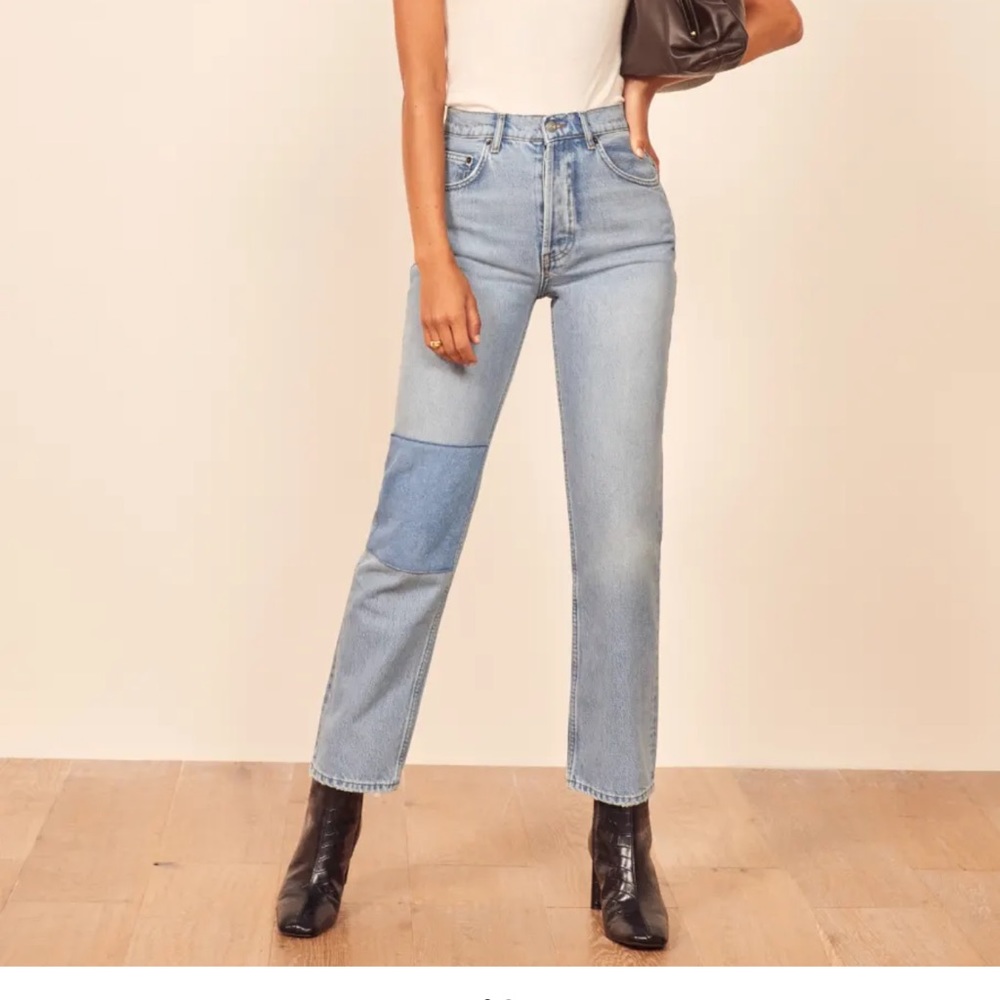 Reformation Cynthia Patch High Rise Straight Jeans size 27